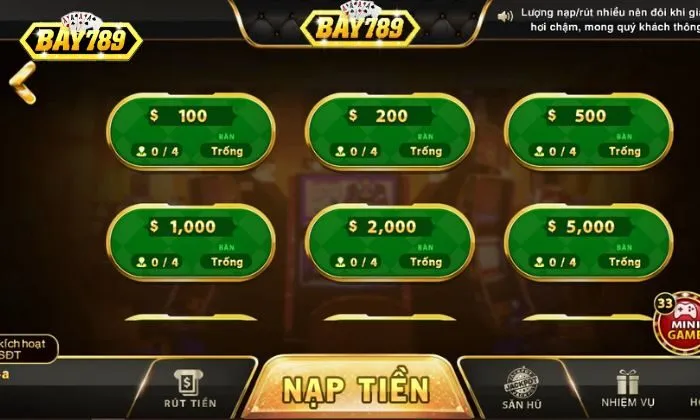 Bay789 cung cấp đa dạng bàn cược cho người chơi